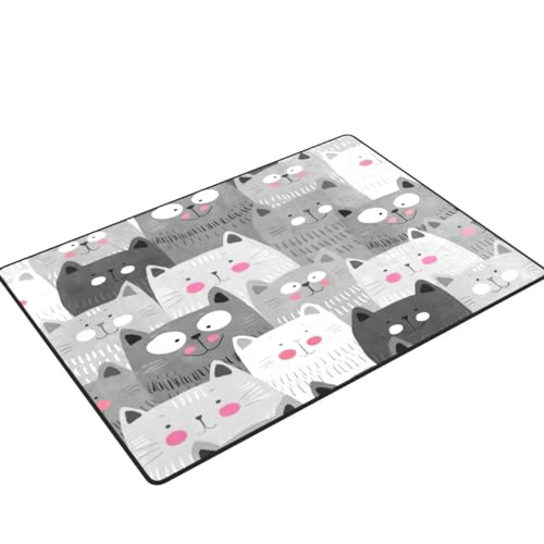 Alaza G875530P147C162S245 Gray Hipster Cat Kitten Area Rug Rugs thumb #3