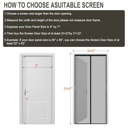 Magnetic Screen Door Mesh, Easy Install, Heavy Duty Fiberglass,Self Sealing Door Screen for Single Door Size 34 x 80 Inch, Screen Door Size 36 x 82 Inch - Image 3