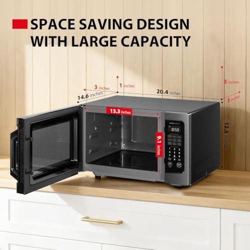 Image of TOSHIBA Flatbed Microwave Oven with Inverter Technology, 1.3 Cu.Ft, 1200W | Inverter microwave, Smart Sensor, Mute Function, No Turntable, Countertop, Black Stainless Steel,