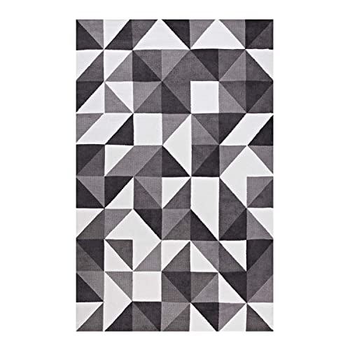 Modway Kahula Geometric Triangle Mosaic 8X10 Area Rug In Black, Gray And White #TOP21