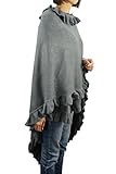 Luxury Women Ruffle Edge Poncho Knitted Shawl Premium Lady Soft Knit Cape Jacket Fashion Scarf Stretchy Wrap Over Solid Color Girl Large Shawl Elegant Cloak Warmer