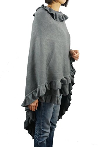 Nice & Great Luxury Women Ruffle Edge Poncho Knitted Shawl Premium Lady Soft Knit Cape