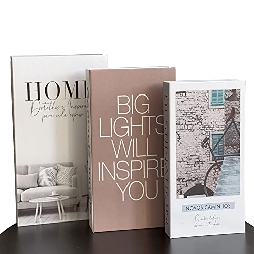 Kit 3un Caixa Porta Objeto Livro Fake Decorativo - Home