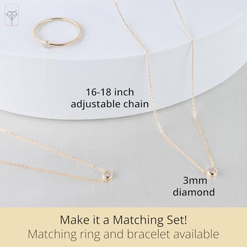 MAX + STONE 10K Yellow Gold Diamond Bracelet or Pendant for Women | Hypoallergenic Bezel Labgrown Small Diamonds Necklace or Bracelet | Adjustable Chains: Bracelets (7.5"-9.5") or Necklaces (16"-18")4
