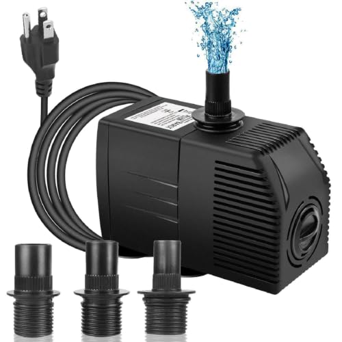 Image of BARST 400GPH Submersible Water Pump with Filter, 16ft Power Cord | 25W, 1500L /H, Ultra Quiet for Water Feature, Small Pond, Aquarium, Fish Tank, Pool, Statuary, Hydroponic