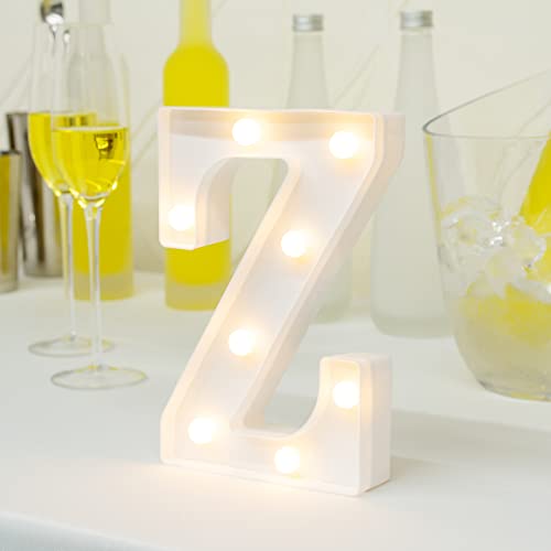 Image of Restaurantware Illumify 5.9 x 1.2 x 8.7 Inch Light Up Letter 1 Durable Marquee LED Light - Letter Z Touchproof White Plastic Party Light Keyhole Slot For Parties Weddings Or Special Events