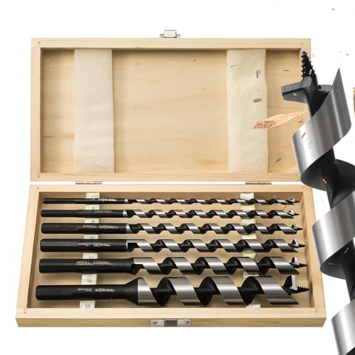 TOOLMAYS Schlangenbohrer Set Ø6-25 x 230mm Holzbohrer Set lang Spiralbohrer für Weich- & Hartholz
