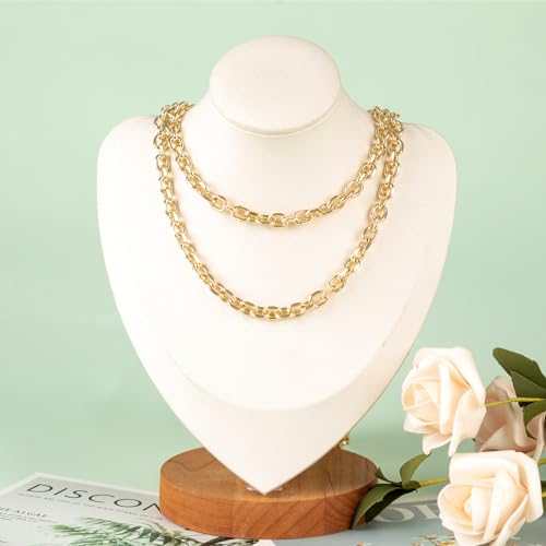 UMAOKANG 16.4 Feet Gold Plated Cable Chains Bulk Lightweight Aluminum Chain for Jewelry Making Diamond Cut Cable Link Chain Necklace Bracelet DIY for Women and Men