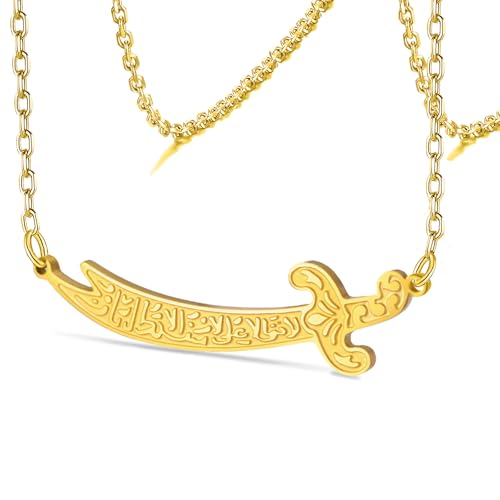 VASSAGO Zulfiqar épée collier pour femme collier pour homme Imam Ali Zulfiqar épée pendentif arabe islamique musulman rune bijoux talisman amulette...