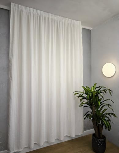 mauro Cortinas con Cinta fruncidora para riel, Tejido Jacquard Blanco filtrante, Panel tensado de 280 cm de Ancho, Compatible con rieles de 140-170 cm, Altura de 180 a 280 cm - 280 x 180 cm