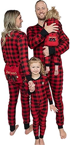 Lazy One Flapjacks, Matching Pajamas for The Dog, Baby & Kids, Teens, and Adults (Plaid Bear Cheeks, 12)