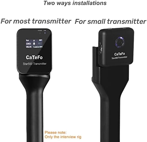 CaTeFo StarRig Interview uchwyt mikrofonu wywiad GO ręczny adapter do RODE Wireless Go, Star500 Star200 i innych nadajników bezprzewodowych z zimną stopką