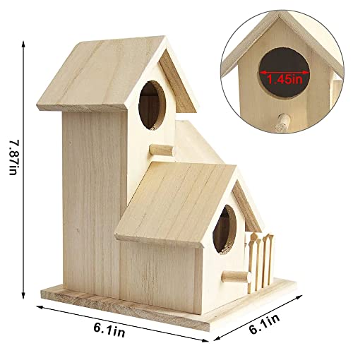 Unfinished Wooden Bird Houses For Outside, Unpainted Natural Wood Birdhouses Garden Patio Decorative For Outdoors Hanging Dove Finch Wren Robin Sparrow Hummingbird Bluebird #TOP5
