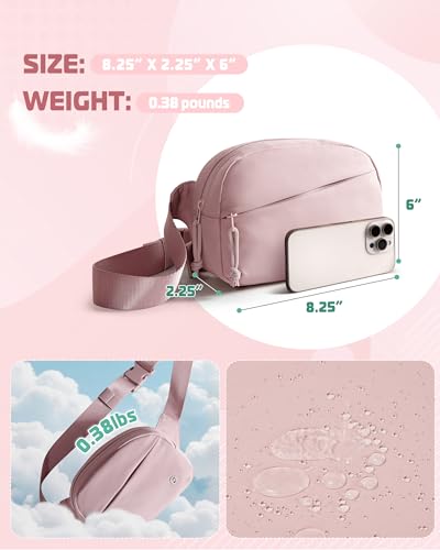 Image of Smasrob Fanny Pack for Women, Crossbody Sling Bag Waist Bag with Pockets | Lightweight, Water-repellent fabric, Adjustable Strap, Pink