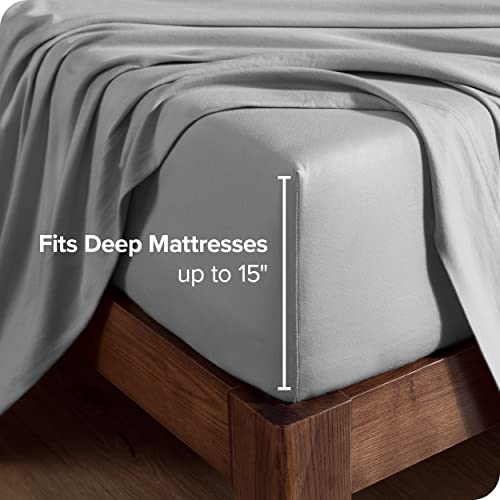 Bare Home 100% Organic Cotton Jersey Sheet Set, Ultra Soft, 100% Cotton - Sheet Set & Pillowcase - Deep Pocket Bed Sheets (Full, Light Grey) #TOP1