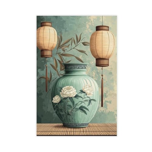 Poterie de jade chinoise fleur de pivoine pour sublimer un mur blanc sans travaux