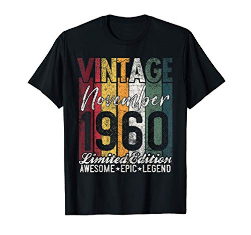 November 1960 60th Birthday Gift 60 Years Old Vintage Retro Camiseta