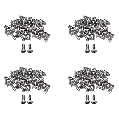 Bloepum 200X Guitar Bass Screws Parts for Scratchplates Pickguard, Silver