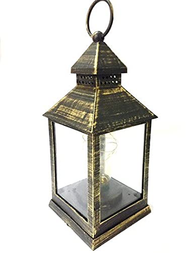 Lamparina Luminária Decor Fio LED Preto e Ouro Envelhecido 23cm - Master Christmas