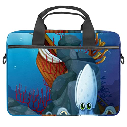 Sac ordinateur 13-14.5 pouces anti-choc à bandoulière | Style marin pieuvre protecteur