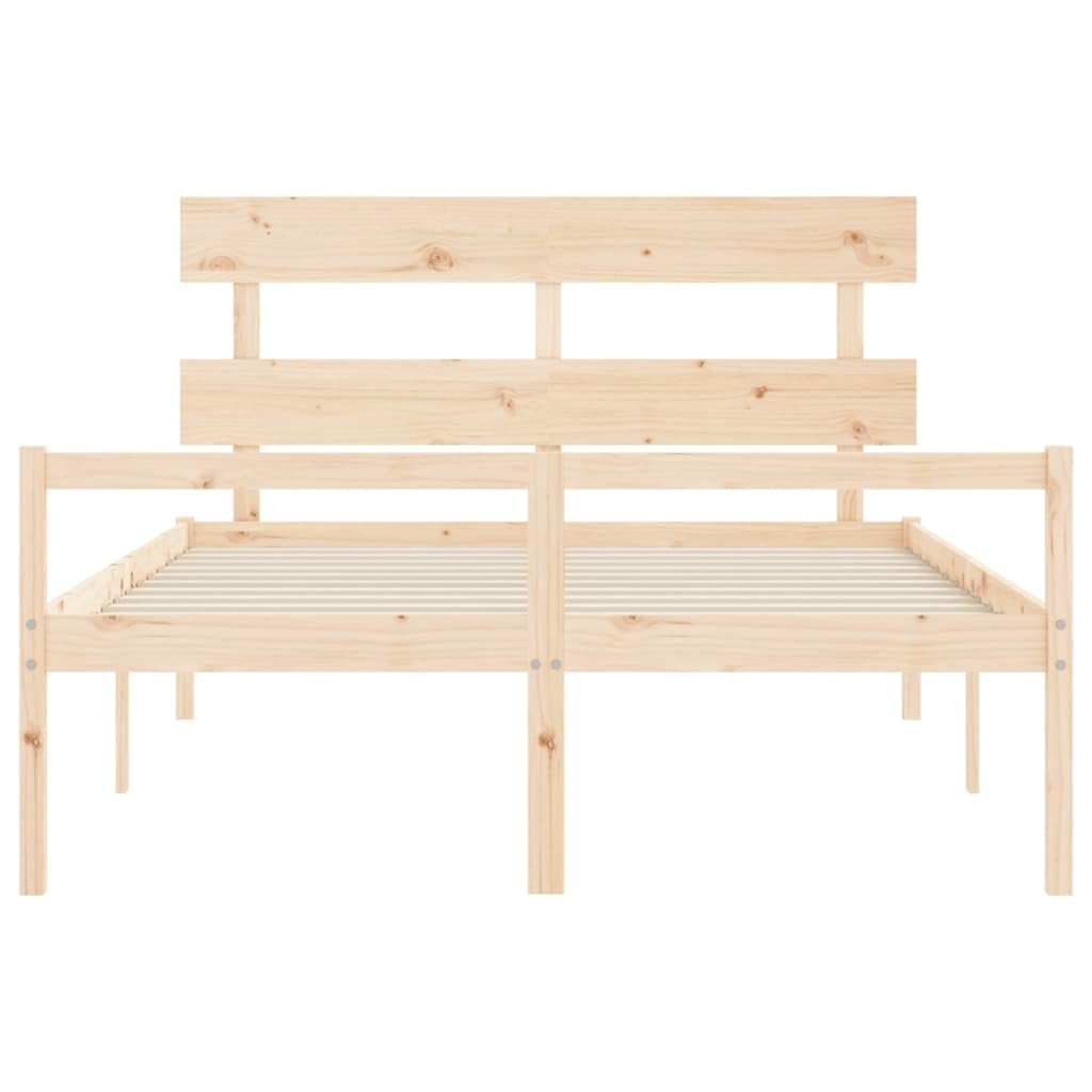 Massives Kiefernholz seniorengerecht Standard 160x200 cm Braun | Seniorenbett Massivholz Kiefer 160x200 cm mit Kopfteil Stauraum hohe Sitzhöhe 45 cm Lattenrost
