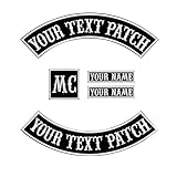 Custom Patch Vest Biker Motorcycle Rocker Name Patches (White on Black)