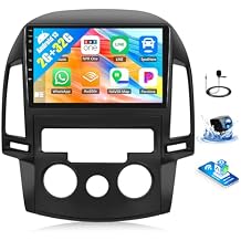2G+32G Android Car Stereo for Hyundai I30 2006-2011 Manual A/C with Wireless Carplay Android Auto Mirror Link 9 inch Touchscreen with GPS Navigation WiFi 26UI Bluetooth FM Backup Camera MIC