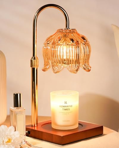 Funistree Flower Candle Warmer Lamp with Timer & Dimmer Adjustable Height Candle Warmer Christmas Birthday Gifts for Women Mom House Warming New Home Decor Wax Warmer with 2 Bulbs for Jar Candles