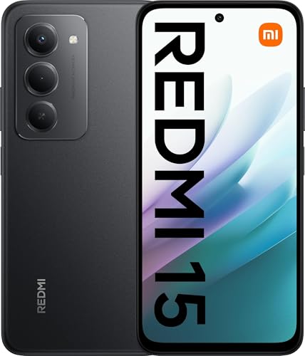 XIAOMI Redmi 15 - Smartphone Von 6 + 128GB, Schwarz Midnight, Bildschirm Von 6,9" 120Hz, procesador Snapdragon® 685, 50MP-Kamera, 7000mAh, Keine Ladegeräte enthalten