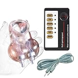 Jpscor Elektro Dual-Ausgang Elektro Hodensack Ball Stretcher Penis Bondage Penishülle mit Hodenring Elektrische Stimulation Penis Ring Cockring Keuschheitskäfig für Männer Masturbation(Transparent)