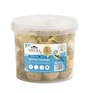 Dehner Natura Premium Meisenknödel mit Netz, ganzjähriges Wildvogelfutter proteinreich / energiereich, hochwertiges Vogelfutter für Wildvögel, im Eimer, 30 Stück je 90 g (2.7 kg)