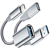 Temdan USB C to USB Adapter with USB Type C Male to USB 3.0 Female,Thunderbolt 3 OTG Cable Converter,for iPhone 15 14 13 12 Plus Pro Max,Apple Watch,Samsung Galaxy S23 S22,USB to USB C-Silver Gray