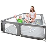 79' x 79' Extra Large Baby Playpen with 2 Gates- Sturdy Safety Playard with Bonus 50pcs Ocean Balls...