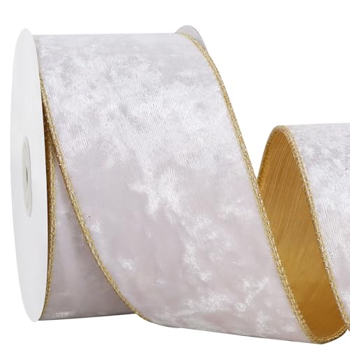 RIBBOOO White Velvet Wired Ribbon
