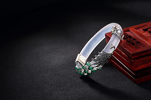 Bracelet argent 925 femme chaîne ajustable calcédoine émeraude verte