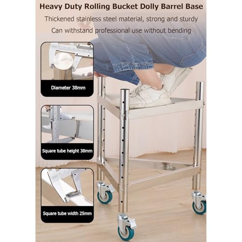 Robuster Edelstahl-Trolley mit verstellbarer Höhe und Rollen für einfache Mobilität – ideal für Wein, Mahlzeiteneimer, Fritteusenfett und Wasserkrug