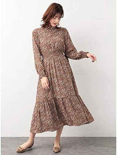 Amazon Co Jp イェッカヴェッカ Yecca Vecca 花柄シャーリングワンピース ブラウン F 服 ファッション小物
