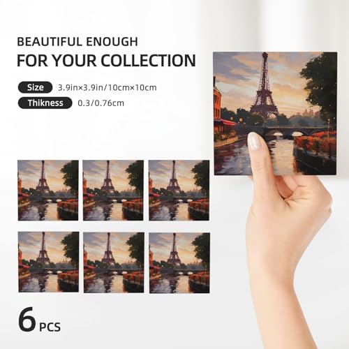 Dessous de verre carrés en céramique 10,4 cm avec support de table - 4