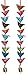 Floral Cotton Stuffed Small Birds in Vibrant Design Stringed with Beads Brass Bell Door Hanging Assorted Set of 2 Pcs