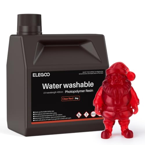 ELEGOO Water Washable 3D Printer Resin Clear Red 2000g