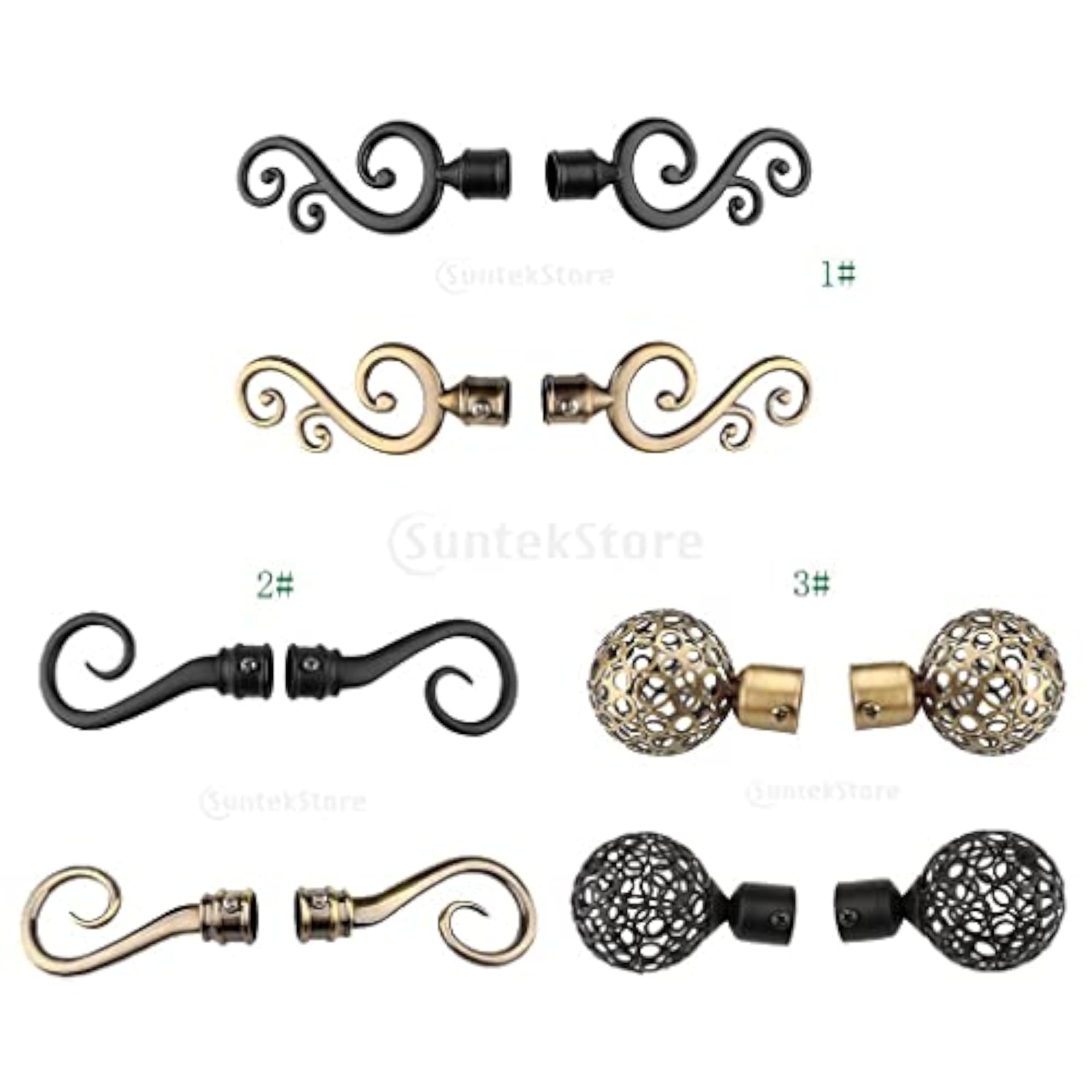 Bronze Curtain Pole End Drape Rod Finals, 22mm Inner Diameter, 2 Pairs
