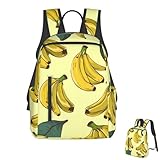 OUSIKA Mochila de moda, casual, de viaje, ligera, con estampado de plátano, para mujeres y hombres, Negro, Talla única