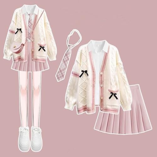 Xunger Women’s Kawaii Cardigan JK School Uniform Sweater Cute Long Sleeve Button Up Clothes with Pockets3