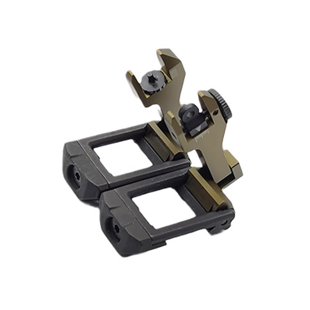 Flip-up Front and Rear Sights Set,Back Up Iron Sights,45 Degree Offset Sight Set,Storm Chaser Metal Collimator Side Machine Sight,Tan