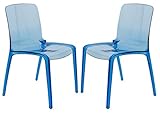 LeisureMod Mid-Century Modern Dining Chair, Acrylic Accent Chair for Kitchen, Dining Room, and Contemporary Home Decor (Blue, Set of 2)