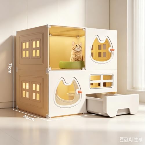 Jaula para gatos con inodoro para solucionar falta de espacio interior en 3 niveles grandes 3