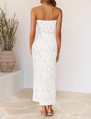 image for ZESICA Women's 2026 Summer Floral Strapless Maxi Sun Dress Bodycon Bea