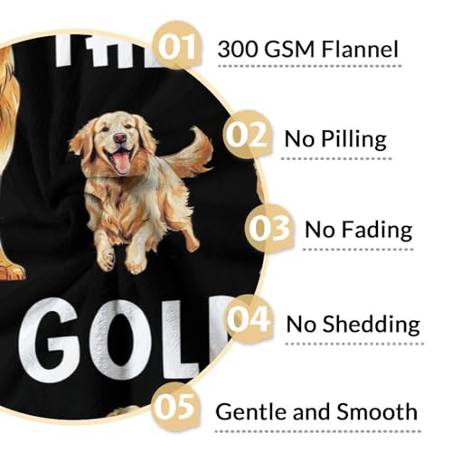 Golden Retriever Blanket - 60x80 Inches Size for Women, Men - Soft Fluffy Throw for Bed, Sofa, Winter - Black Funny Fuzzy Gifts