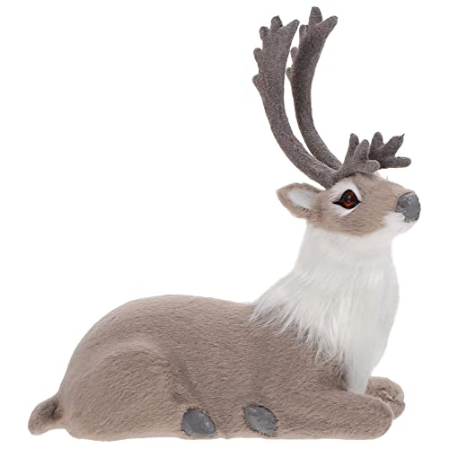 DIYEAH Figurines De Rennes De Noël: 1 Pièce Simulation De Laine Artificielle Décoration De Cerf Figurine Miniature Statue De Cerf Modèle D'élan