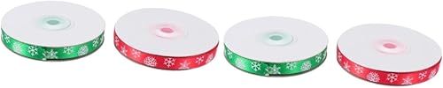 NOLITOY 4 rollos de cinta de Navidad para manualidades, cinta para lazos, cinta de regalo, cinta de Navidad con cable, cintas de fiesta de Navidad,